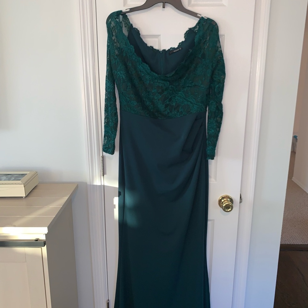 Quiz Dark green evening gown